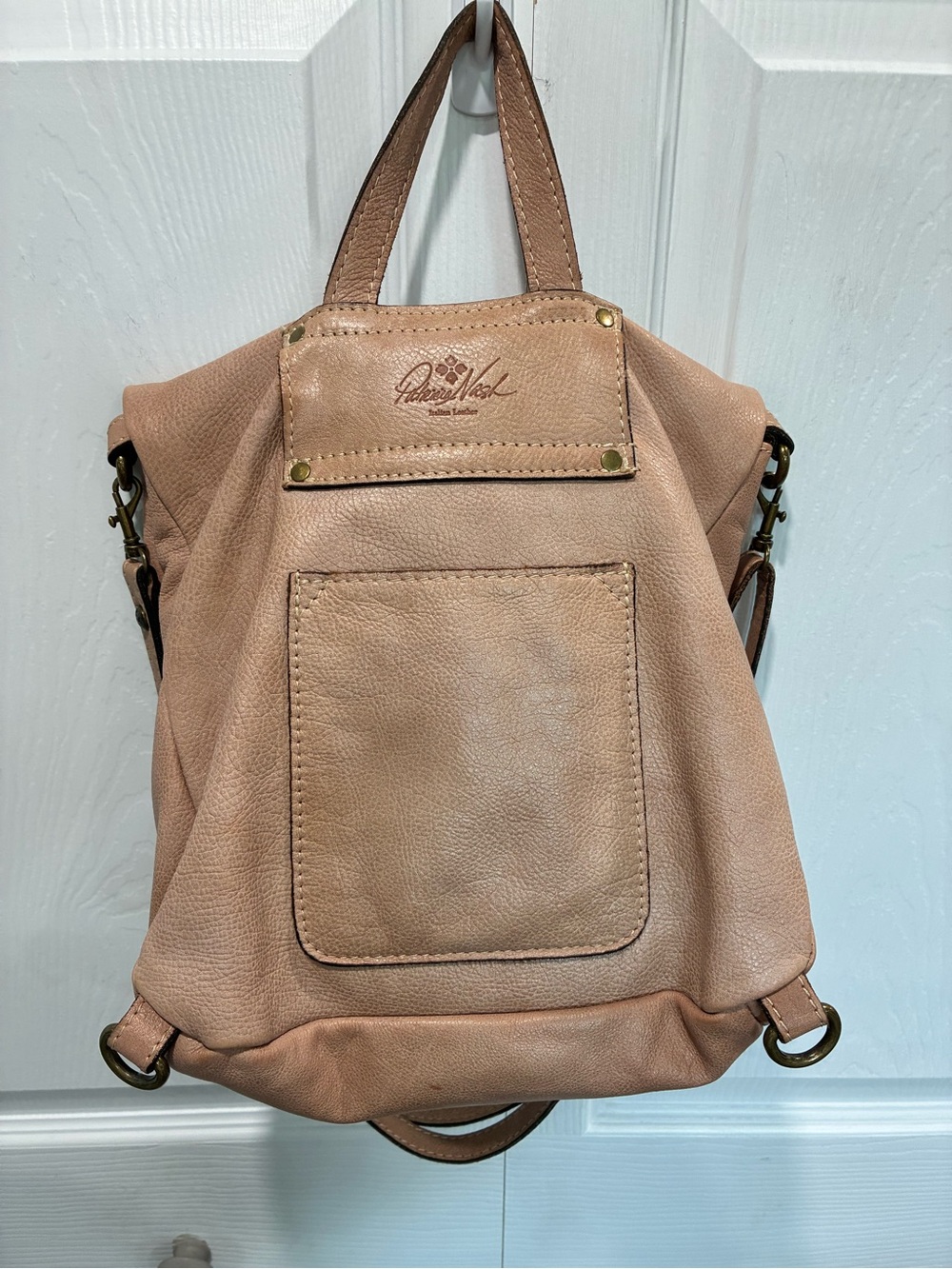 Patricia Nash Blush Tan Leather Convertible Bag with Tassel - Picture 6 of 12